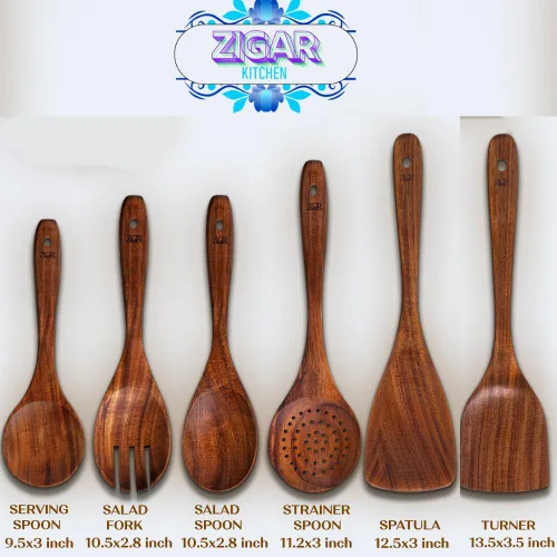 Miniatura 5 de Cucharas de madera para cocinar, utensilios de madera de teca de 6 piezas, juego de utensilios de cocina duraderos resistentes al calor, sin