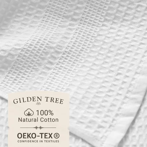 Miniatura 3 de GILDEN TREE Juego de 2 toallas de baño + tapete de baño de gofre (blanco)