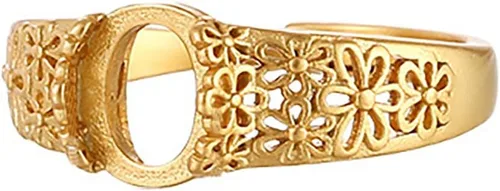 Miniatura 13 de Base de anillo en blanco ajustable de plata de ley 925 maciza para cabujones ovalados, camafeo de bricolaje, suministros para hacer joyas