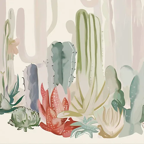 Miniatura 5 de Manicer Tapiz de cactus, coloridas plantas y hierbas, tapiz botánico para colgar en la pared, tapiz de paisajes naturales, mural para dormitorio