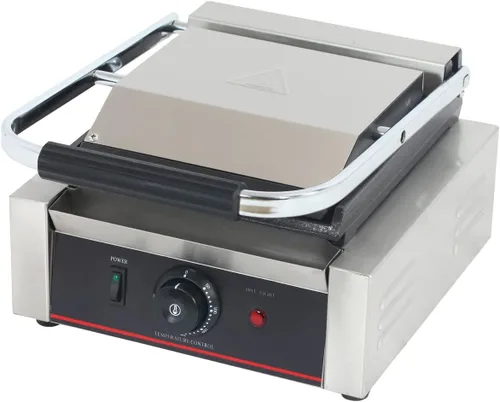 Miniatura 2 de Prensa comercial Panini con parrilla ranurada, máquina para hacer sándwiches, parrilla eléctrica de contacto individual