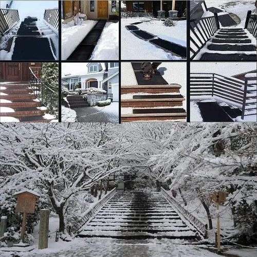 Miniatura 7 de Alfombrillas térmicas para derretir la nieve para entradas, 3/4 piezas, alfombrillas térmicas para derretir la nieve para escaleras, tapetes