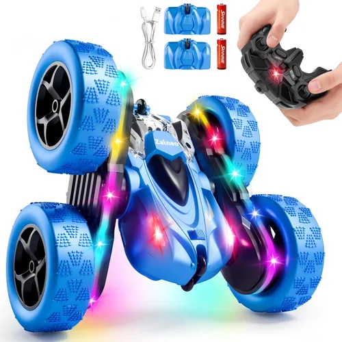 Auto de Acrobacias con Control Remoto 4WD 360° Flip RC de Doble Cara, Barra de Luces LED, Batería Modular USB-C, 2.4 GHz, Juguete al Aire Libre para