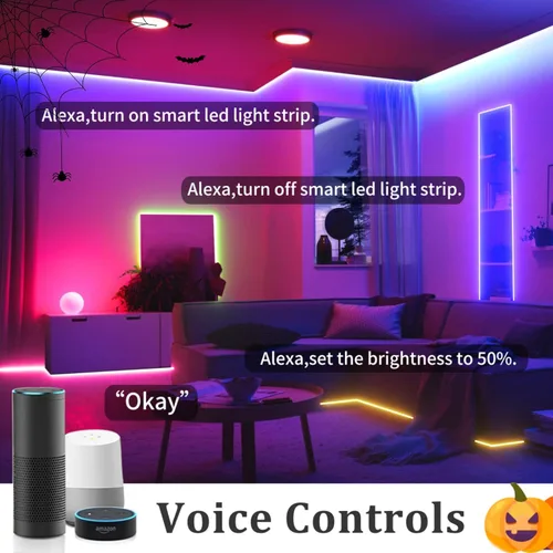 Miniatura 2 de Avatar Controls Luces LED Alexa de 9.8 pies compatibles con sincronización de música, tira de luces LED regulables que funcionan con Google