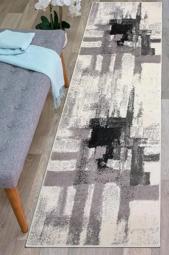 Miniatura 7 de Rugshop Alfombra Corredor Abstracta Contemporánea Negra — No Desprende Pelusa para Pasillo, Entrada y Cocina 2' x 7