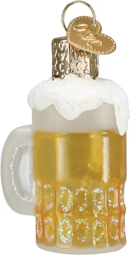 Miniatura 7 de Old World Christmas Adorno soplado de vidrio de cerveza para árbol de Navidad, decoración navideña artesanal, colección de cerveza Vaso de cerveza