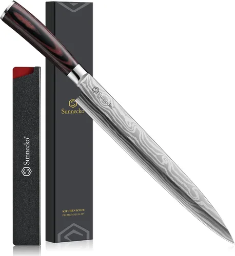 Miniatura 10 de Sunnecko Juego de cuchillos profesionales para tallar barbacoa, cuchillo para cortar y deshuesar para cortar carne, cuchillo alemán de acero
