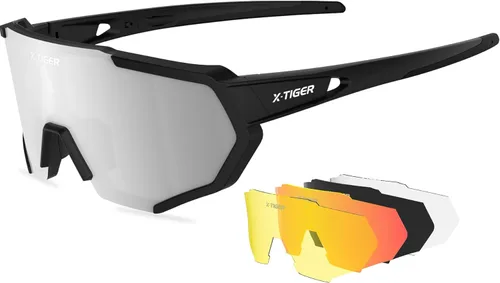 Miniatura 14 de X-TIGER Gafas de sol polarizadas para deportes con 5 lentes intercambiables, gafas de ciclismo para hombres y mujeres, para béisbol, correr, pesca