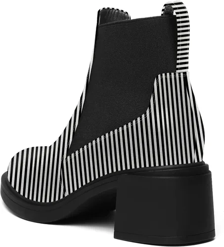 Miniatura 7 de AMBELIGHT Botas de tacón alto para mujer, estilo casual, con punta redonda, elástica, sólidas, gruesas, de 2.5 pulgadas