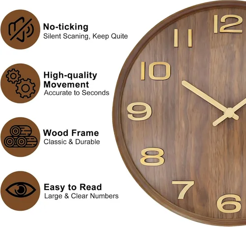 Miniatura 4 de Maxspace Modern Wall Clock,12 inch Silent Non Ticking Wall Clock,Battery Operated, Analog Wall Clock for Living Room Bedroom Kitchen Office