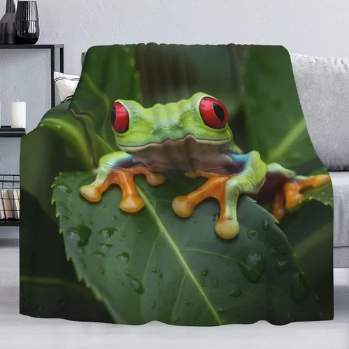 Miniatura 4 de Delerain Manta suave de rana 3D de 40 x 50 pulgadas, manta ligera de franela polar para sofá, cama, sofá, viajes, campamento, para niños y adultos