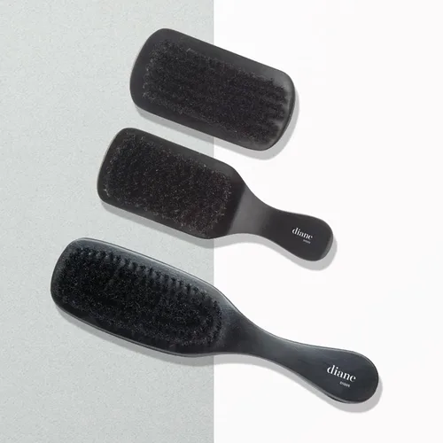 Miniatura 5 de Cepillo de cerdas de jabalí Diane de onda curva para hombres y mujeres - Negro, cerdas suaves para cabello fino a medio - Uso para desenredar