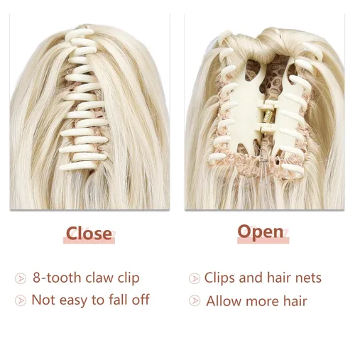 Miniatura 194 de Extensiones de cola de caballo de cabello rubio, extensiones de cola de caballo para mujer, pinza de extensiones de cabello rizado de 12 pulgadas