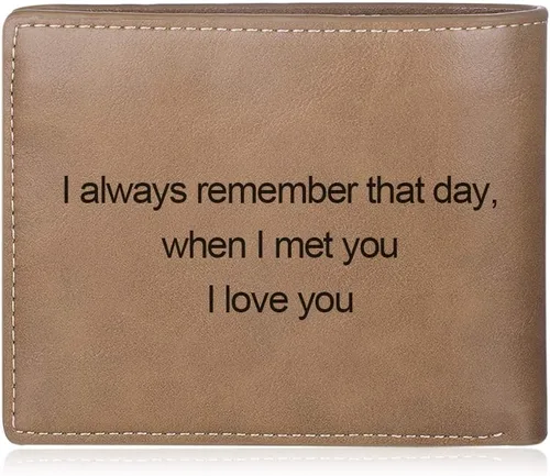 Miniatura 6 de SimpleQ Billetera personalizada con nombres grabados para hombres, billetera con fotos personalizada, billetera plegable casual, regalos para papá