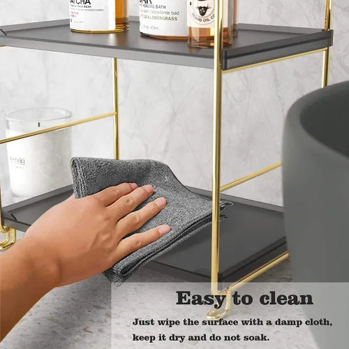 Miniatura 4 de Estante de especias de cocina de 2 niveles, estante organizador apilable independiente, organizador de baño y cosméticos, estante cuadrado de pie