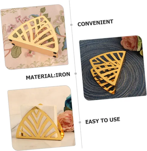 Miniatura 4 de Ciieeo Servilletero de metal dorado con forma geométrica decorativa para mesa de restaurante, práctico soporte de hierro con bordes lisos