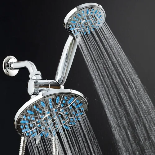 Miniatura 5 de Combo de ducha de lluvia antimicrobiana/anti-obstrucción de alta presión de 30 configuraciones por AquaDance con protección de boquilla Microban