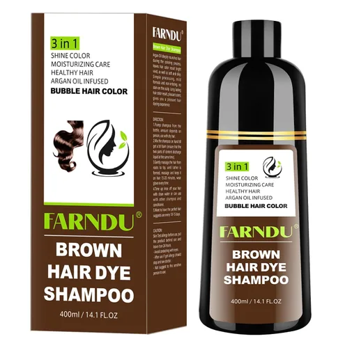 Miniatura 12 de Champú para teñir el cabello Farndu, cobertura de canas Seimi, permanente, instantáneo, 3 en 1, para mujeres y hombres, color de cabello castaño