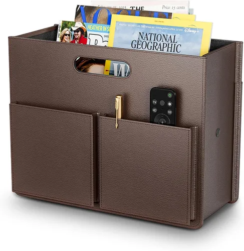 Miniatura 8 de ABC life Revistero estable para revistas, plegable, de piel sintética, organizador de carpetas de archivos de revistas, organizador de carpetas