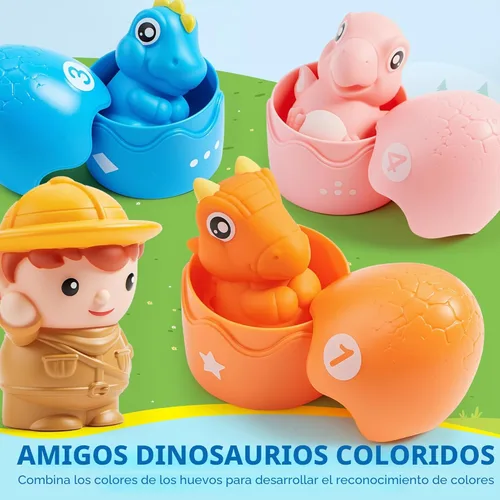 Miniatura 3 de Juguetes de aprendizaje para niños pequeños de 1, 2, 3 años, juego de conteo, clasificación y emparejamiento Montessori con tren de dinosaurios que