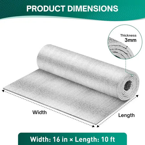 Miniatura 2 de HADOR Rollo de aislamiento de película reflectante para ventana, 16 pulgadas x 10 pies, rollo de aluminio de aluminio de doble cara, bloqueador