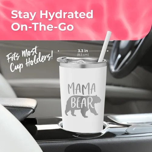 Miniatura 7 de Taza de viaje de acero inoxidable con aislamiento al vacío con tapa, popote y día de la madre, regalo para la nueva mamá, el mejor regalo para mamá