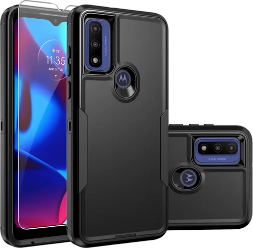 Funda para Moto G Play 2023, a prueba de golpes, a prueba de caídas, protector de pantalla de vidrio templado, funda de protección resistente para
