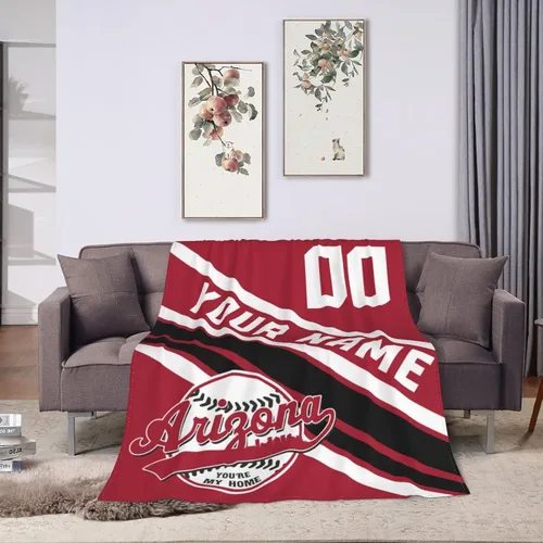 Wream Manta personalizada para fanáticos de la cama, regalo de béisbol con nombre y número de ciudad de béisbol, manta de forro polar de invierno y