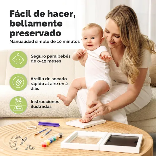 Miniatura 3 de KeaBabies Kit personalizado de manos y huellas para bebé, arcilla de secado rápido, kit de pies de recuerdo y huellas de manos para recién nacidos