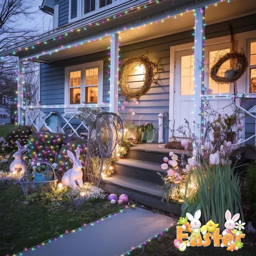 Miniatura 4 de JMEXSUSS Luces rojas blancas y azules con cable transparente, 66 pies, 200 luces LED para decoración del 4 de julio, luz de Navidad para celebración