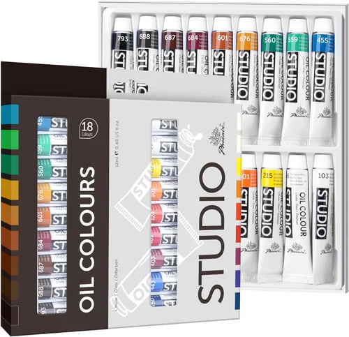 Miniatura 11 de AUREUO - Juego de pintura al óleo, tubos de 12 x 0.4 fl oz/0.4 onzas líquidas, pinturas a base de aceite no tóxicas para pintura en lienzo