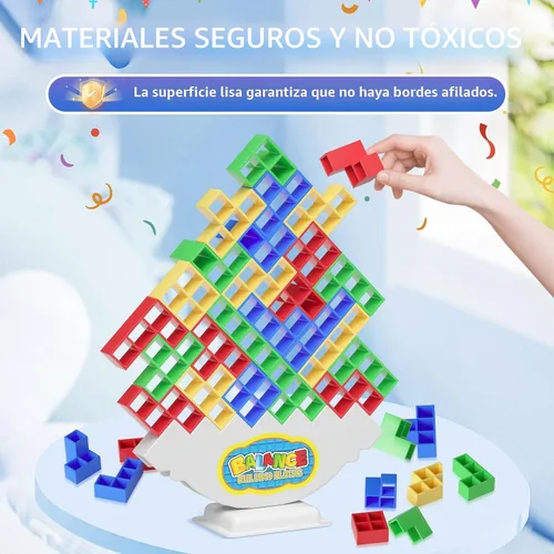 Miniatura 5 de Ziogogco 48 piezas de juguetes de juego, juego de bloques de equilibrio para apilar, perfecto para familia, fiestas, viajes, regalos para niños