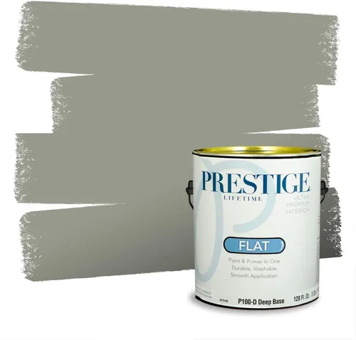 Miniatura 163 de Prestige Paints - Pintura exterior e imprimación en uno, 1 galón, plano, compatibilidad comparable con el color menta «Whipped Mint» de Behr