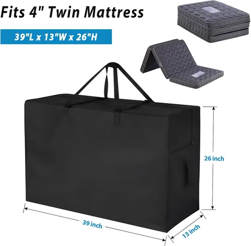 Miniatura 2 de Bolsas de almacenamiento plegables para colchón, funda de colchón de espuma viscoelástica triple, bolsa de transporte portátil para colchones de 4
