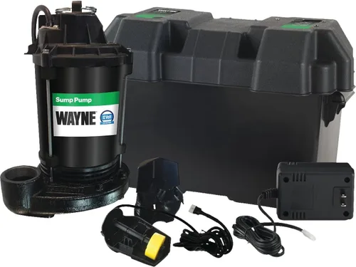 WAYNE ESP25n - Bomba de sumidero de respaldo de batería de 12 voltios, batería no incluida, hasta 2,700 galones por hora, bomba de sumidero de