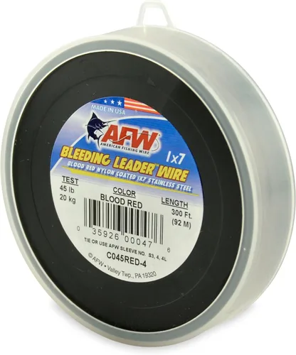Miniatura 15 de Alambre de pesca americano líder sangrante rojo sangre nylon recubierto 1x7 alambre líder de acero inoxidable