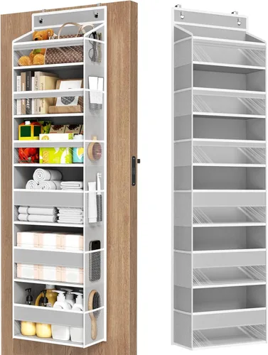 Mefirt Organizador Sobre La Puerta, Organizador de Puerta con 6 Estantes y 6 Bolsillos de Gran Capacidad, Estantes Colgantes de Almacenamiento Sobre