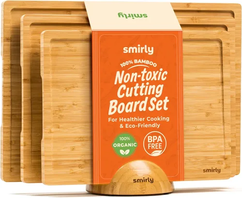 Miniatura 11 de SMIRLY Tabla de cortar de madera para cocina, tablas de cortar de madera de abedul para preparación de comidas, servir, embutidos, utensilios