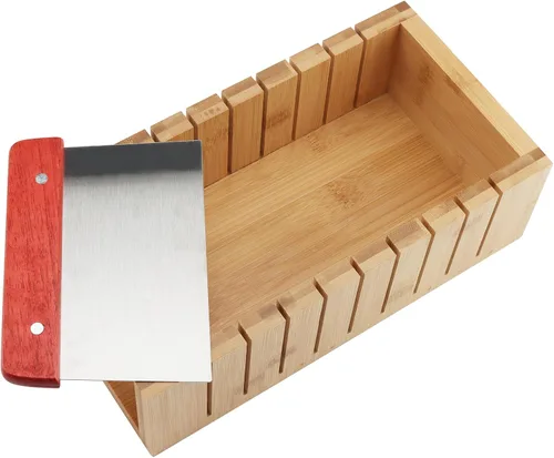 Miniatura 5 de ZOENHOU 7 moldes de jabón de 42 onzas con cortador ondulado de acero inoxidable y cortador recto, barra de jabón rectangular de silicona para hacer