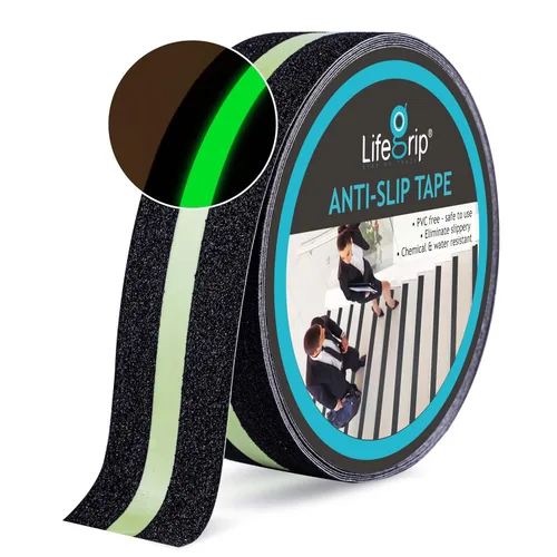 Miniatura 20 de Lifegrip - Cinta de tracción antideslizante, 4 pulgadas x 38 pies, mejor agarre, fricción, adhesivo abrasivo para escaleras, peldaños de pisada