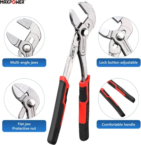 Miniatura 4 de MAXPOWER Llave de alicates de 10 pulgadas, botón de ajuste rápido, apertura máxima de mandíbula de 1.260 in