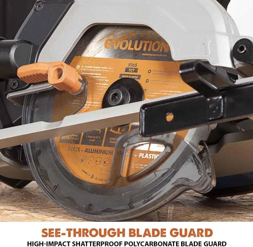 Miniatura 5 de Evolution R165CCSL-Li Sierra circular inalámbrica de 6-1/2 pulgadas Tecnología de corte multimaterial Bisel de 0-50° y profundidad ajustable