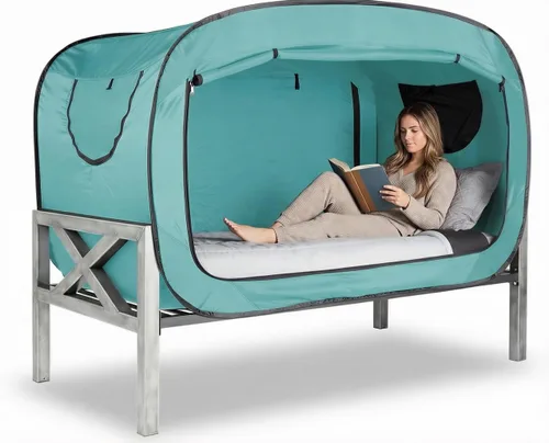 Miniatura 16 de ANC POP Tienda de Cama Twin Dosel de Cama Tienda de Ensueño Portátil para Adultos Tiendas de Dormir Interiores con 2 Puertas Tiendas de Espacio Negro