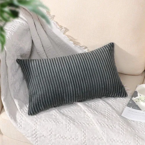 Miniatura 376 de Artscope Fundas de Almohada de Pana a Rayas Acogedoras Súper Suaves Decorativas Cuadradas Fundas de Cojín para Sofá Sillón Dormitorio Decoración
