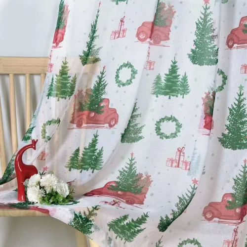 LORDTEX Cortinas traslúcidas de Navidad para sala de estar y dormitorio, cortinas traslúcidas de lino sintético texturizado, cortinas traslúcidas