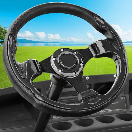 Volante de carrito de golf compatible con EZGO RXV y TXT, Club Car DS, Club Car Precedent Tempo, Yamaha Golf Cart (volante negro)