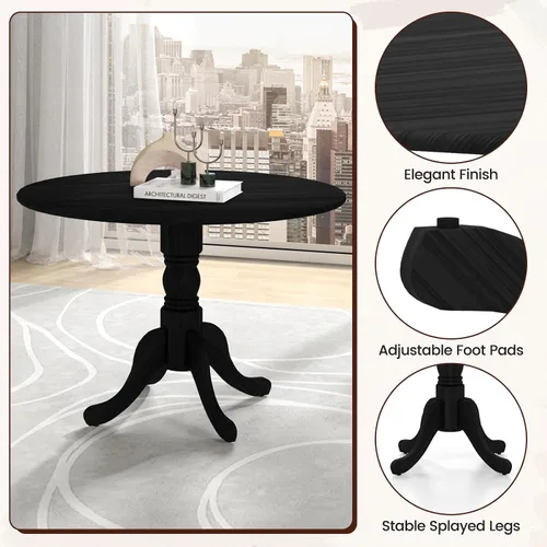Miniatura 4 de Mesa de comedor redonda para 4, mesa de cocina rústica con mesa de 40 pulgadas, patas curvadas de caballete, mesa de tulipán de madera de goma, mesa