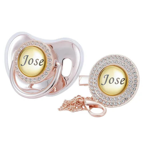Miniatura 26 de Juego de Chupete y Clip con Nombre Personalizado Brillante - Binky Personalizado para Baby Shower, Recuerdo de Recién Nacido para Fotos Dorado
