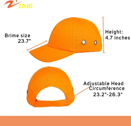 Miniatura 3 de Zojo Gorra de béisbol con 5 unidades, reflectante, transpirable, ligera, gorra de seguridad para hombres y mujeres 5PCS-sarga naranja neón
