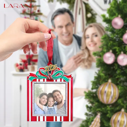 Miniatura 4 de Adornos de árbol de Navidad Laraine – Juego de 3 piezas colgantes decorativos, regalo de recuerdo navideño 2025, colgante con inserto de marco